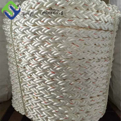 Biały 8 strun 64mm/72mm Polyester Marine Mooring Hawser Rope