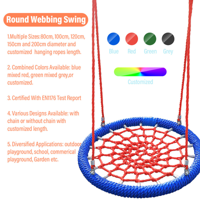 Grey Green Mixed Color 100cm dia 12cm ring Plac zabaw Net Swing With High Loading Capacity