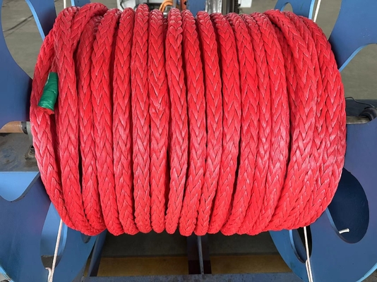 Wysokiej wytrzymałości 12-strunny spleczony UHMWPE sztuczne włókna liniowe liny 48mm średnica dla żeglugi statków morskich mocowanie żeglugi